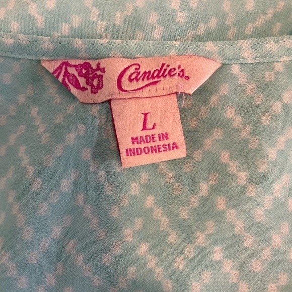 Candies Teal Sheer V-Neck Blouse Size L - Picture 6 of 6
